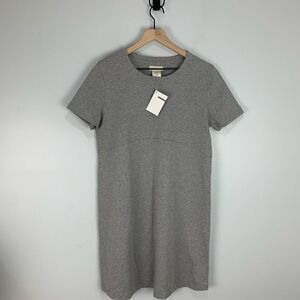 Green Cotton Grey Short Sleeve Sweater Dress